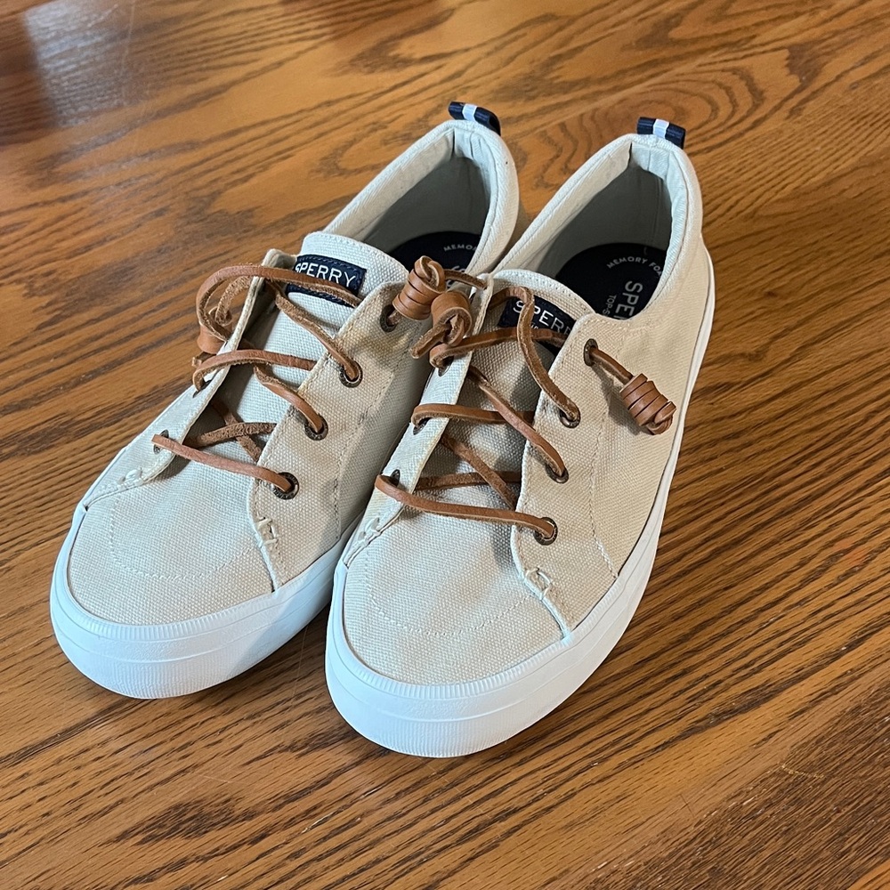 Sperry Top-sider neutral slide on canvas shoes